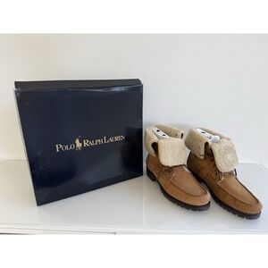Rare! Ralph Lauren Ranger Tall Tan Leather Shearling Lining New With Box 12D
